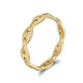 Elegante anello in argento sterling placcato oro 14K con design a catena intrecciata - Anello a Catena / Placcato Oro 14K
