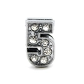DIY 8mm silver alloy charm number 5 pendant with clear rhinestones for wristbands - Number 5 / 8mm / Chrome