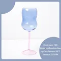 Contrast color borosilicate glass goblet with blue wavy body and pink stem - 301-400ml / Blue with Pink Base