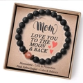 Armband aus Lavastein mit Mondstein und Jaspis in einer Geschenkbox für Mama - Vulkanstein Roter Jaspis Mit Karte Ohne Box
