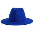 Classic royal blue wool fedora hat with wide brim and teardrop crown for men and women - M (56-58cm) / Sapphire Blue