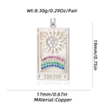 Detail of silver sun tarot pendant with measurements and copper material specs - Sun Tarot Card Rectangle Style (XL-316) / Pendant