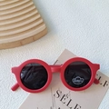 Retro round sunglasses with matte red frames and UV400 protection lenses for adults - Red