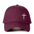Cappellino da baseball classico bordeaux in cotone con stampa a croce bianca - Taglia unica / Borgogna