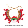 Handmade crochet pet Christmas scarf with Santa Claus motif in red, white and green - Red Santa Claus Knitted Collar