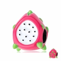 S925 Sterlingsilber Drachenfrucht-Perle mit pinkfarbener Emaille und schwarzen Samen - 925 Sterlingsilber / Pitaya Stil (PC0739)