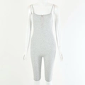 Gray ribbed knit sleeveless bodysuit with front zipper detail and thin straps - S / Gray