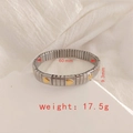 Elastic stainless steel bracelet with golden heart charms, 60mm inner diameter - J005-1 Silver Gold Heart Ornament