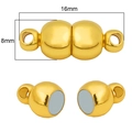 Polished golden spherical magnetic clasp for necklaces and bracelets sized 16x8mm - Gold 16×8mm
