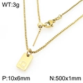 Gold box chain necklace with rectangle letter Q pendant for women 18K gold plated - Gold Letter Q Style (KN293709-Z)