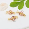 18K gold plated figure-8 pearl clasp with rose red zircons for DIY jewelry making - Small Round / Gold Purple Zirconia