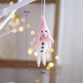 Décoration de Noël bonhomme de neige en feutrine rose avec bonnet pointu à suspendre - Bonhomme de neige rose