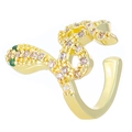 Snake open ring in gold finish with pink rhinestones and green gem eyes decoration - Copper/Zirconia / Gold Snake Zirconia Style (23 Gold M-438) / Gold