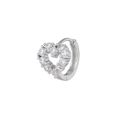 Silver tone heart shaped hoop earrings with micro paved cubic zirconia stones - Hollow Heart / Silver