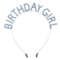 Silver birthday girl headband with sparkling light blue rhinestones for women - Light Blue (with Silicone Cover)