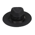 Breathable black mesh straw hat with faux crocodile leather band and metal buckle detail - One Size(58cm) / Black