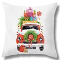 White LED Christmas pillowcase with watercolor Santa truck and Merry Christmas print - 21B-6 Santa Claus Truck