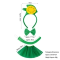 Kids green turtle costume set with headband, bow tie, tail, and mesh tutu skirt - 3D Turtle 3-piece Set + Grass Green Tutu