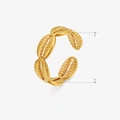 Adjustable golden stainless steel open ring with a unique shell texture pattern - Gold Shell Texture Style