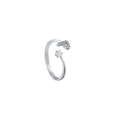 Adjustable silver ring with sparkling letter P and a round cubic zirconia stone - Letter P