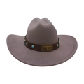 Classic dusky pink wide brim wool cowboy hat featuring a longhorn leather band - One Size / Gray