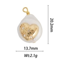 Ciondolo perla barocca con cuore dorato inciso LOVE e cristalli, 20,2 mm x 13,7 mm - DZ-1378 Cuore con Lettera LOVE