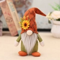 Harvest gnome plush with orange sunflower hat and green body for Thanksgiving decor - Style A-Orange Hat Green Body