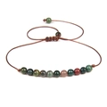 Adjustable 4mm natural stone beads braided bracelet with colorful earthy tone gems - Multicolor Natural Stone/FD8439