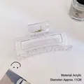 Transparent 11cm rectangular acrylic shark clip with large hollow design and metal spring - 11cm / Transparent Large Square