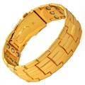 Golden dragon pattern magnetic link bracelet with double row round magnets for couples - Classic Three-Row - Gold
