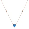 Collar de plata S925 con ópalo azul en forma de corazón y cadena de oro rosa - Oro rosa