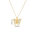 Exquisite gold butterfly necklace with iridescent wings and shimmering cubic zirconia stones - Aurora Iridescent
