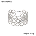 Elegante zilveren roestvrijstalen manchetarmband met geometrische holle cirkelpatronen - Zilveren Holle Ring Stijl (HE47743AW0)