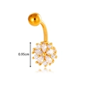 Golden belly button ring with flower-shaped zircon inlay and 0.95cm pendant size - Gold Petal Style (0200-6# Gold)