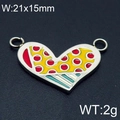 Polka dot and stripe colorful heart charm in silver finish with 21x15mm size details - Multicolor Mixed Dots and Stripes (KLJ6417-Z)