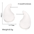 Boucles d'oreilles gouttes en résine transparente et acier titane au fini minimaliste - Transparent