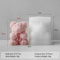 Pink rose bear candle mold with translucent silicone base for DIY crafts 6x5x7cm - Bow Bear (6cm) J-0783