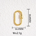 Macro shot of 18K gold plated brass oval screw clasp with dimension and weight markings - Gold Oval Twist Screw Lock