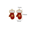 Enamel Christmas stocking pendants in red and white with gold-tone finish 14x8mm - Christmas Sock 1