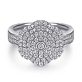 Luxurious S925 silver ring featuring hexagonal pavé diamond cluster design for women - Tl-409