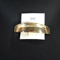 Golden minimalist curved metal hair clip with brushed texture on white card - 1003-9 Gold Crescent Brushed