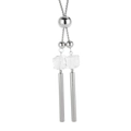 Collana moderna con nappa in acciaio inossidabile argento e perle trasparenti su bianco - Color Acciaio
