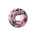 Pink rhodonite donut pendant with natural black marble texture for DIY jewelry - Rhodochrosite