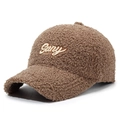 Cappellino da baseball marrone in pile sherpa con ricamo Gany per l'inverno - Stile Ricamo Gany / caffè