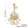 Piercing de nombril doré avec zircons cubiques en forme de goutte, longueur 3,8 cm - Or (E01694-6)