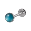 Σκουλαρίκι labret από ασήμι ανοξείδωτο ατσάλι με γαλάζια στρογγυλή πέτρα γαλαξία - 0.8x6x4mm / Έναστρο Μπλε
