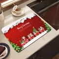 Christmas themed kitchen drying mat with Santa Claus pattern and absorbent diatom mud surface - 20*30cm / Christmas Draining Mat-3