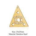 Gold stainless steel triangle pendant with hollow eye and star patterns in 25x25mm size - Gold Triangle Eye