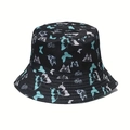 Unisex Anglerhut in Schwarz mit Schmetterlingsdruck aus wasserabweisendem Stoff für draußen - Einheitsgröße / Schwarz