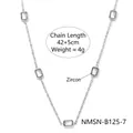 Collar de acero inoxidable plateado con circonitas cuadradas mide 42+5cm y pesa 4g - Plata/Circonita Blanca